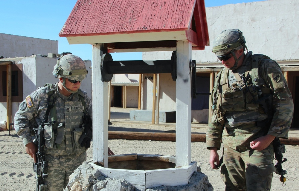 First Sergeant Examines a well in the Village