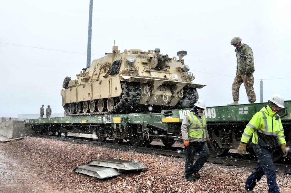 Fort Carson armor brigade sets quick pace moving equipment to Europe