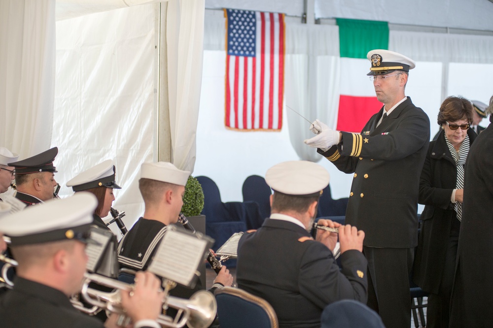U.S. 6th fleet command and control ship USS Mount Whitney (LCC 20) change of command ceremony