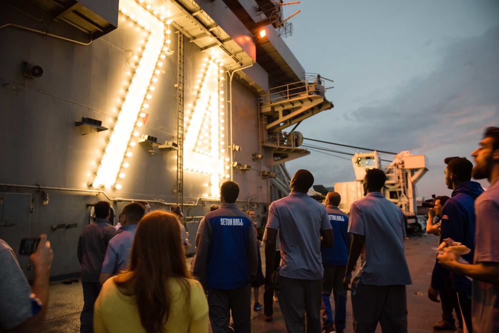 College Basketball Teams Tour USS Stennis during Pearl Harbor 75th Commemoration