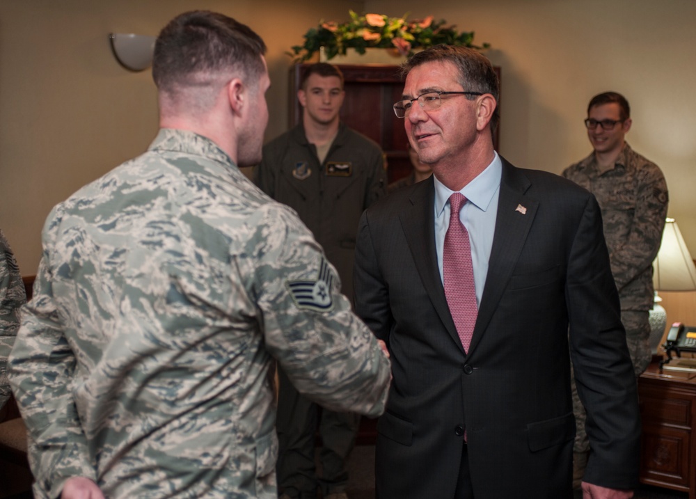 Secretary of Defense Ash Carter Visits Yokota Air Base