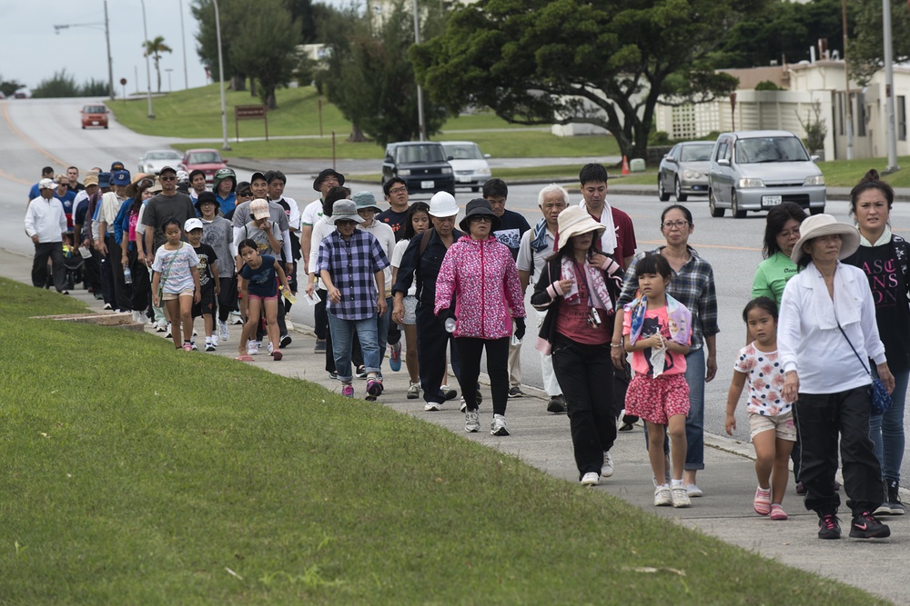 Okinawa residents enter Kadena for tsunami evacuation drill