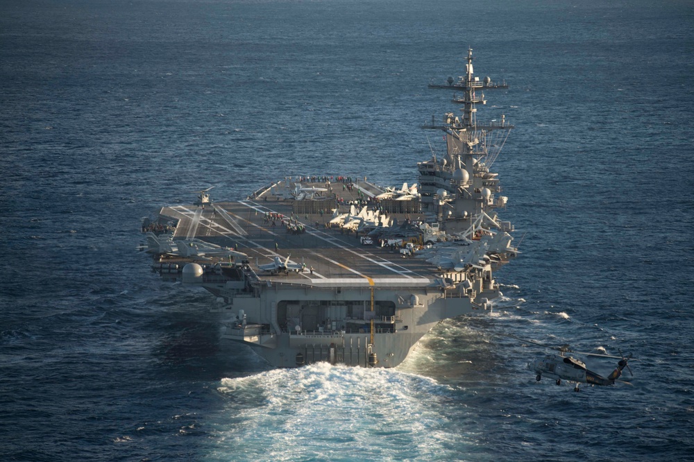 GHWB is underway conducting a Composite Training Unit Exercise (COMPTUEX) with the George H.W. Bush Carrier Strike Group in preparation for an upcoming deployment.