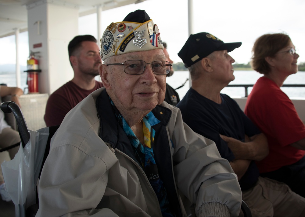 WWII Veterans, Pearl Harbor Survivors Tour USS Arizona Memorial During Pearl Harbor 75th Commemoration