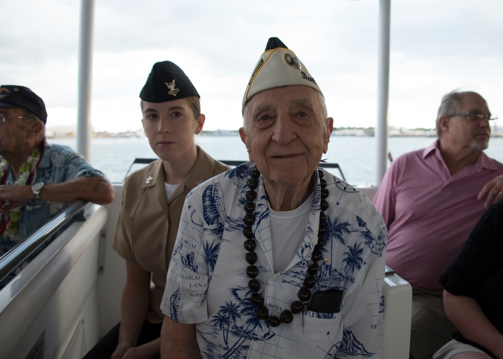 WWII Veterans, Pearl Harbor Survivors Tour USS Arizona Memorial During Pearl Harbor 75th Commemoration