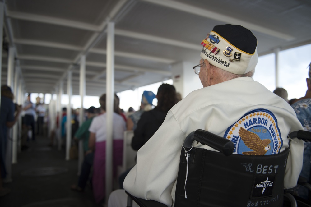 WWII Veterans, Pearl Harbor Survivors Tour USS Arizona Memorial during Pearl Harbor 75th Commemoration