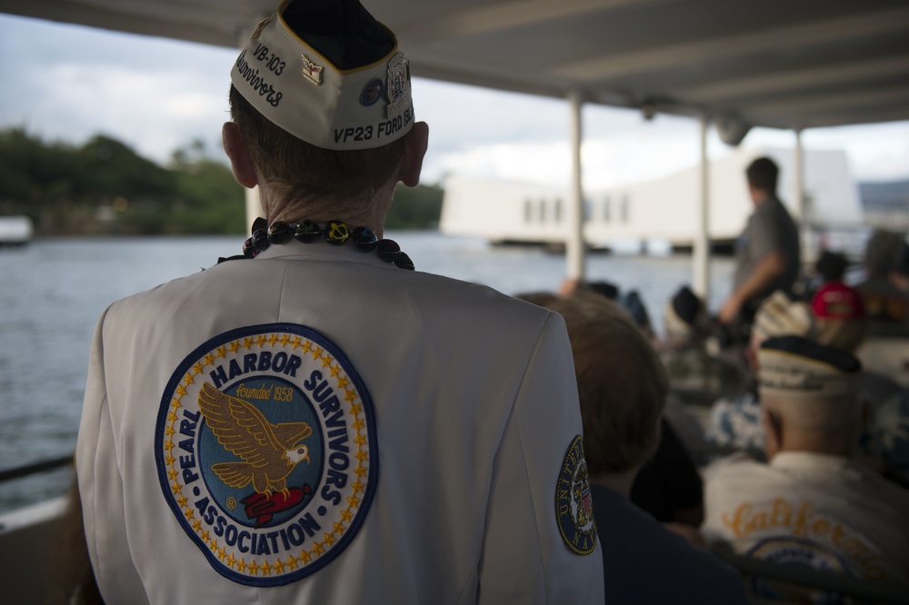 WWII Veterans, Pearl Harbor Survivors Tour USS Arizona Memorial during Pearl Harbor 75th Commemoration