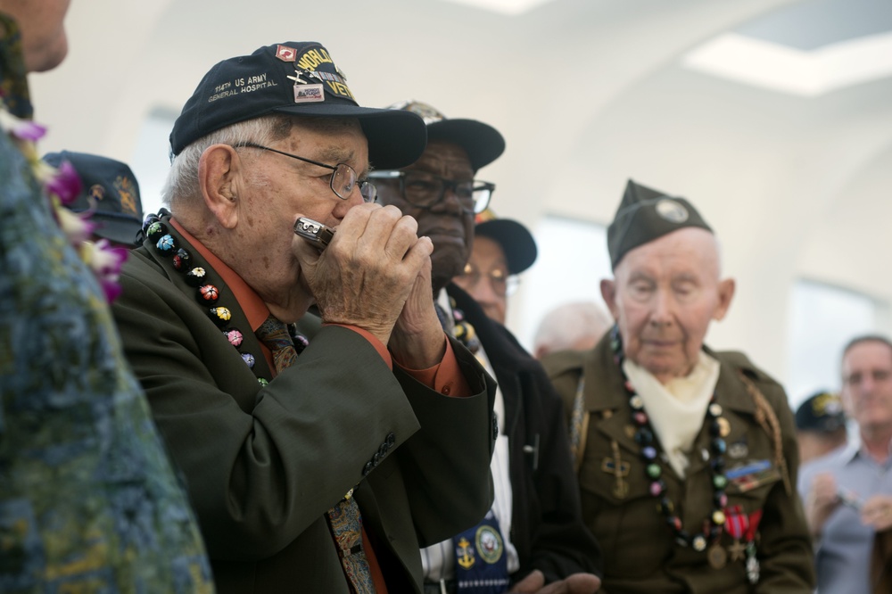 WWII Veterans, Pearl Harbor Survivors Tour USS Arizona Memorial during Pearl Harbor 75th Commemoration