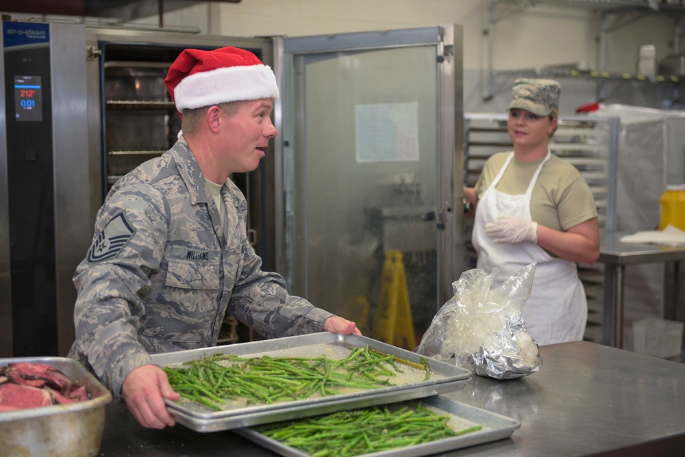 Services Flight prepares special holiday meal for Airmen