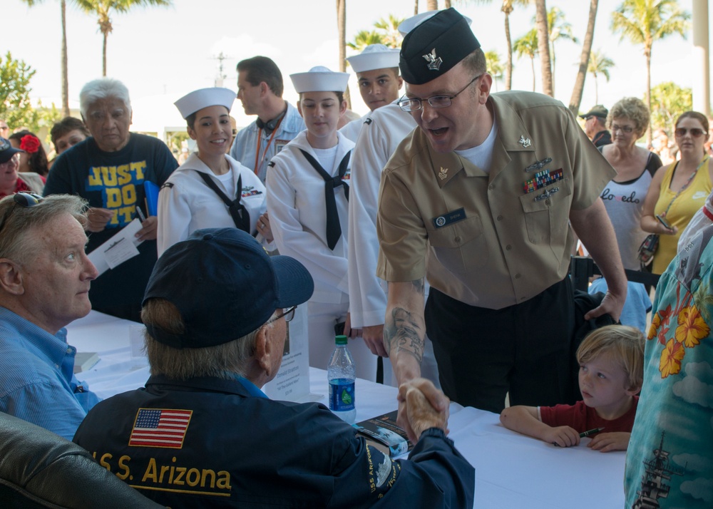 USS Arizona Survivors Meet with Youth, Families during Book Signing