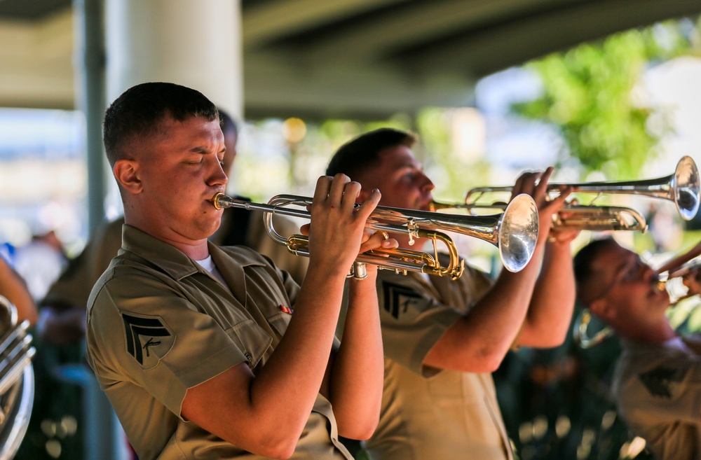 U.S. Marine Corps Forces, Pacific Band plays at the USS Arizona Memorial Visitor Center