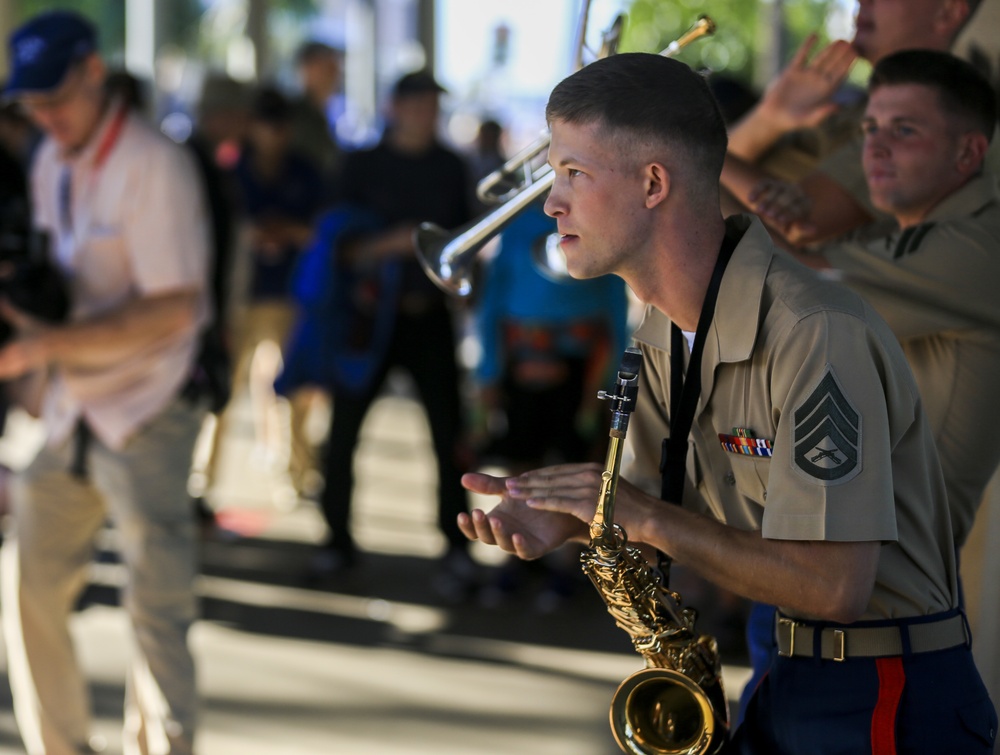 U.S. Marine Corps Forces, Pacific Band plays at the USS Arizona Memorial Visitor Center