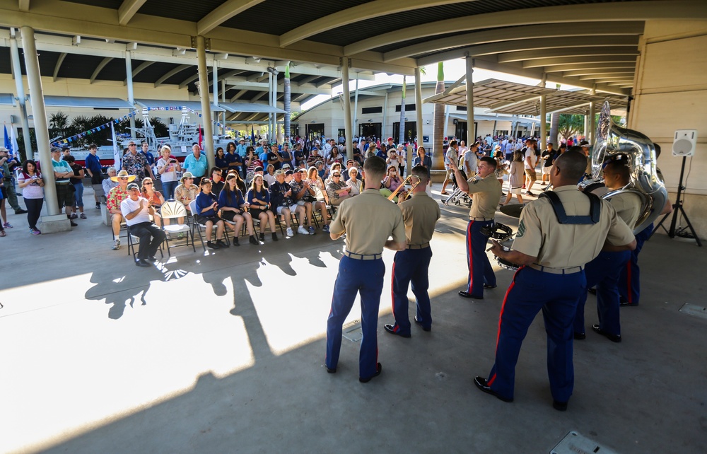 U.S. Marine Corps Forces, Pacific Band plays at the USS Arizona Memorial Visitor Center