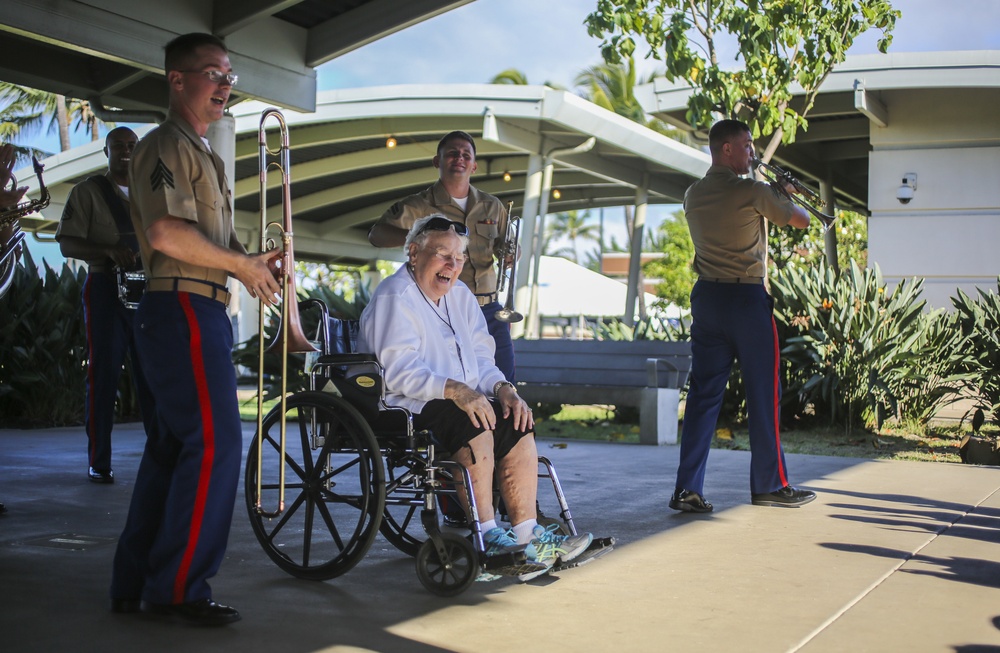 U.S. Marine Corps Forces, Pacific Band plays at the USS Arizona Memorial Visitor Center