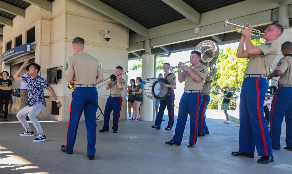 U.S. Marine Corps Forces, Pacific Band plays at the USS Arizona Memorial Visitor Center