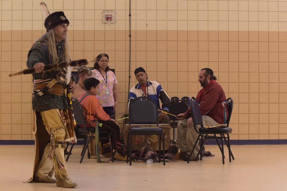 Wolf Creek Cherokee Tribe performs during NAIH month