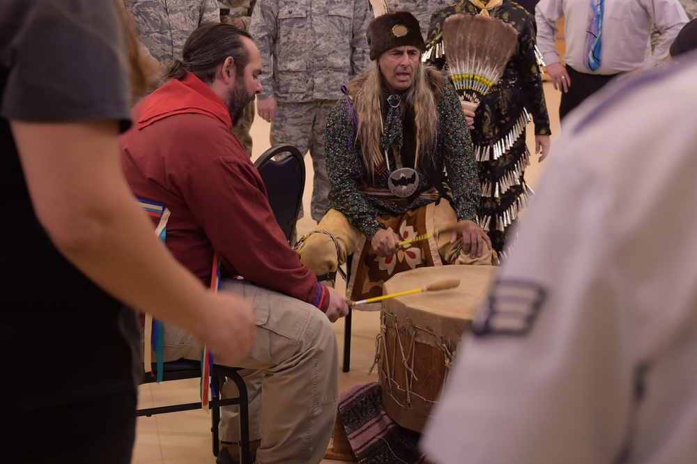 Wolf Creek Cherokee Tribe performs during NAIH month