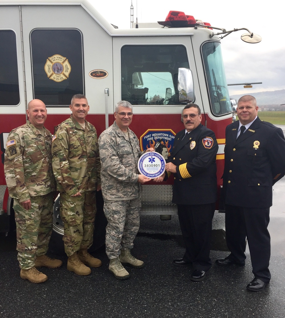 Fort Indiantown Gap Fire Department earns license