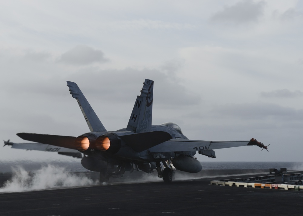 F/A-18C takes off from flight deck