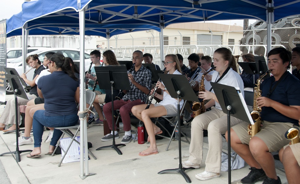 Guam High School Band plays music during the USS Oklahoma City (SSN 723) Homecoming Dec. 8,2016