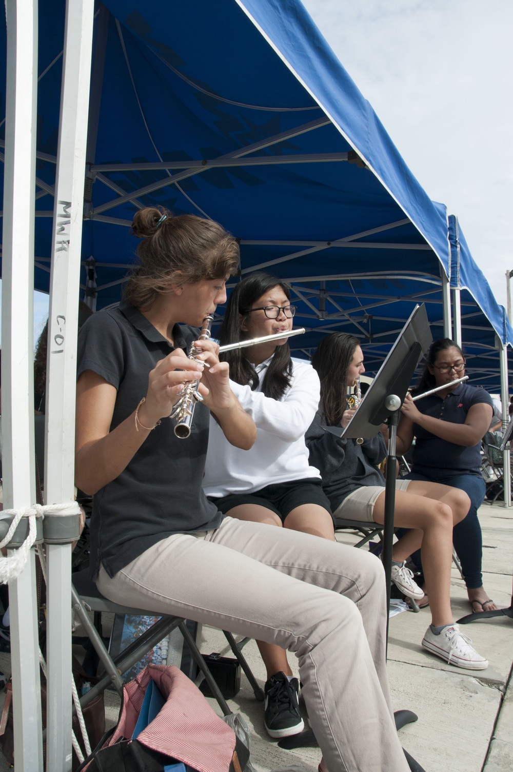 Guam High School Band plays during the USS Oklahoma City (SSN 723) Homecoming Dec. 8, 2016