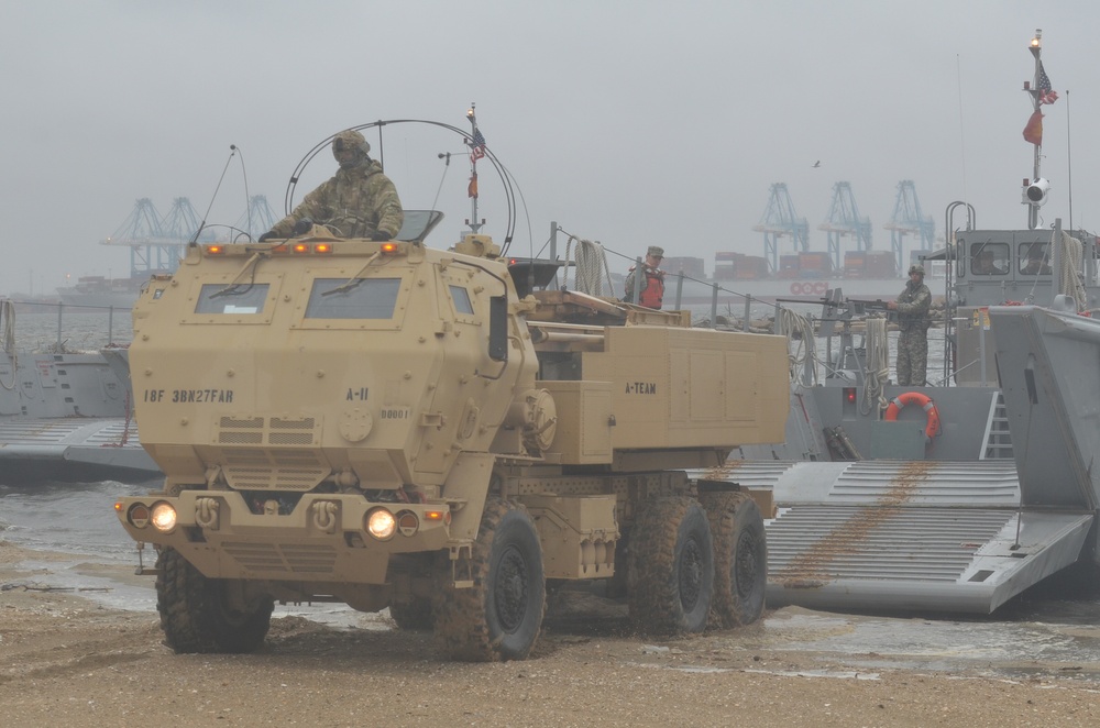 18th Field Artillery Brigade executes joint logistics over the shore training