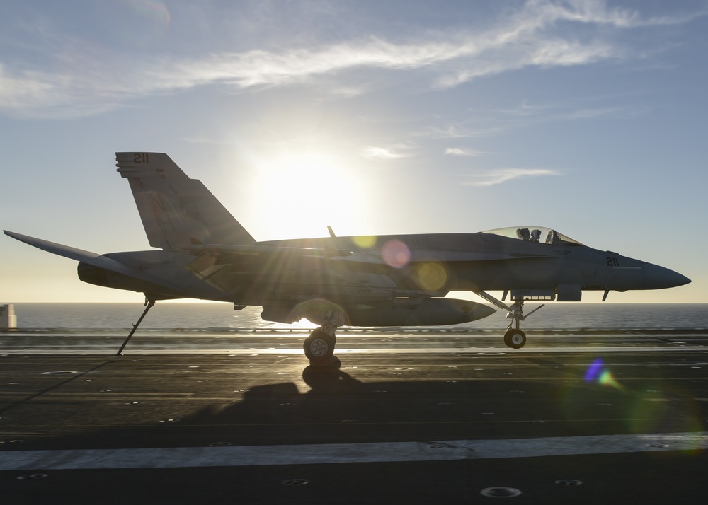F/A-18E Super Hornet launches off flight deck