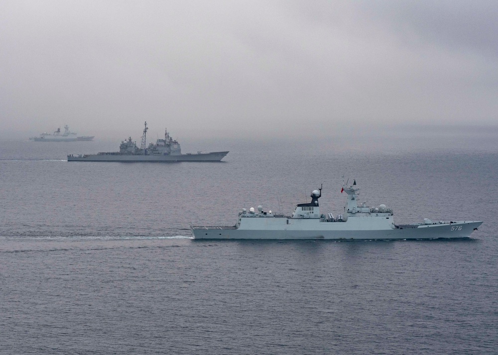 USS Bunker Hill Maneuvering Exercise with PLA(N) ships