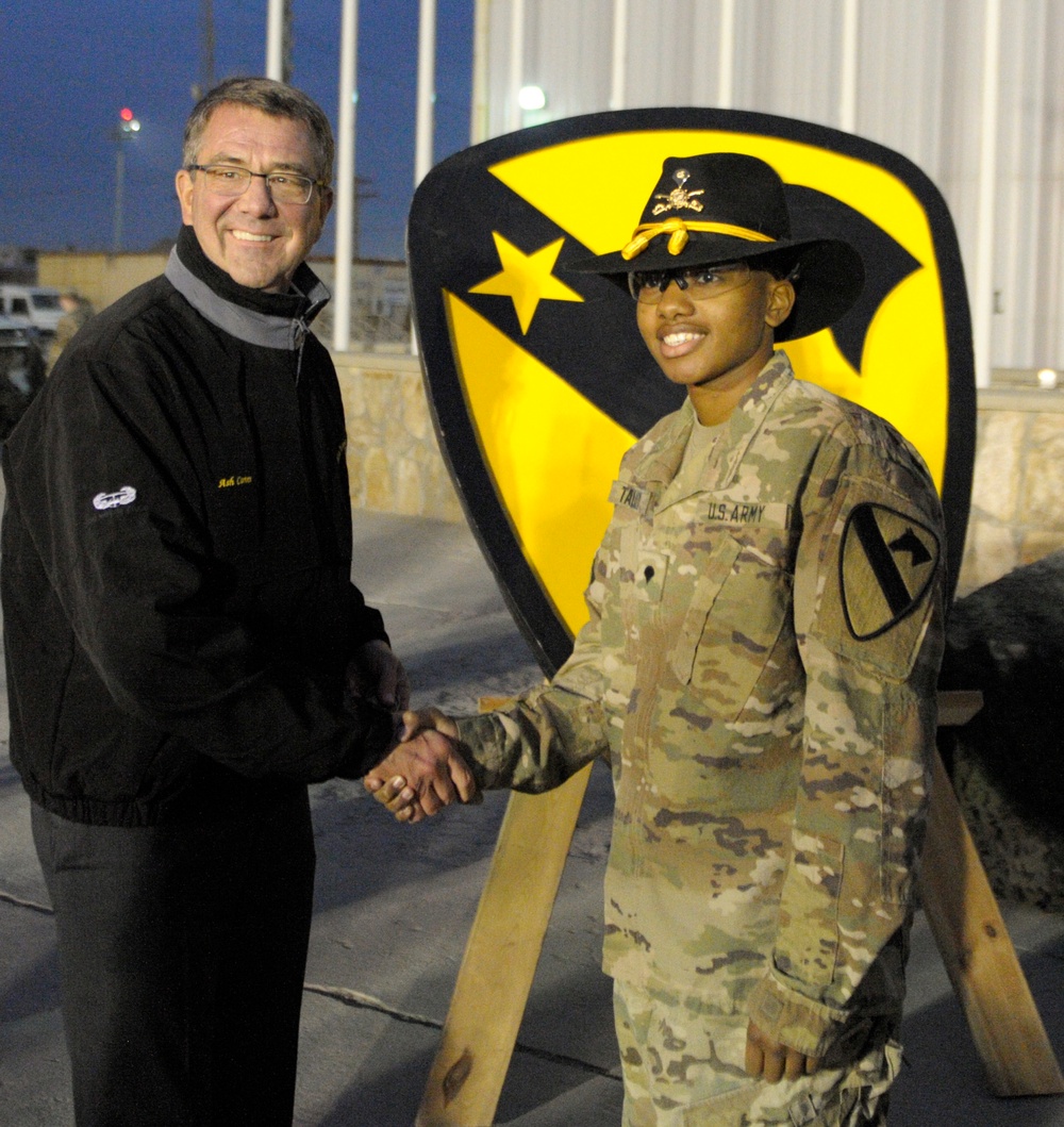 U.S. Secretary of Defense Visits Service Members at Bagram Airfield