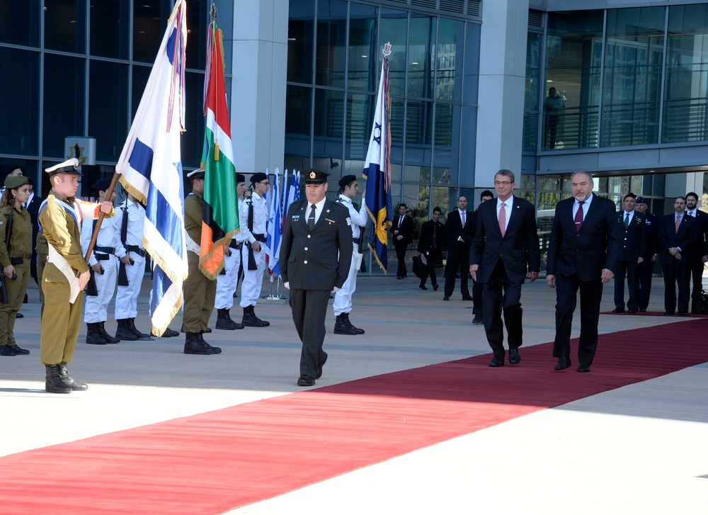 Secretary of Defense Ashton Carter Meets Israeli Minister of Defense Avigdor Lieberman