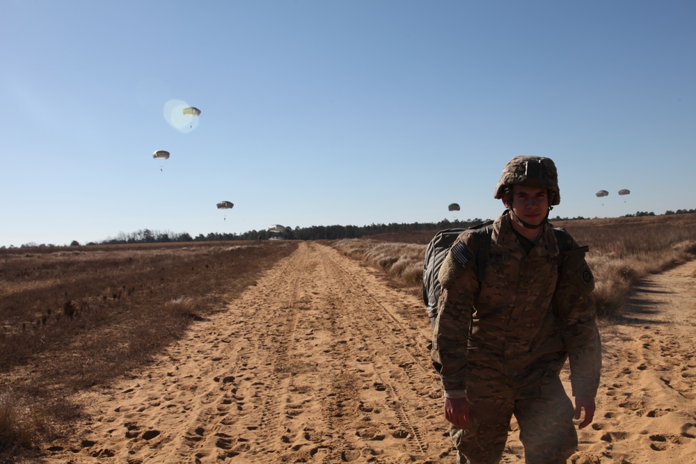 Paratrooper walking off Luzon Drop Zone