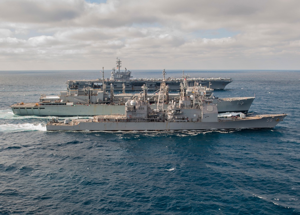 GHWB is underway conducting a Composite Training Unit Exercise (COMPTUEX) with the George H.W. Bush Carrier Strike Group in preparation for an upcoming deployment.