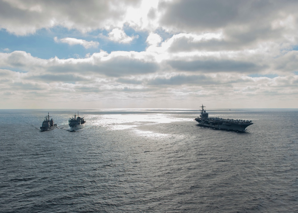 GHWB is underway conducting a Composite Training Unit Exercise (COMPTUEX) with the George H.W. Bush Carrier Strike Group in preparation for an upcoming deployment.