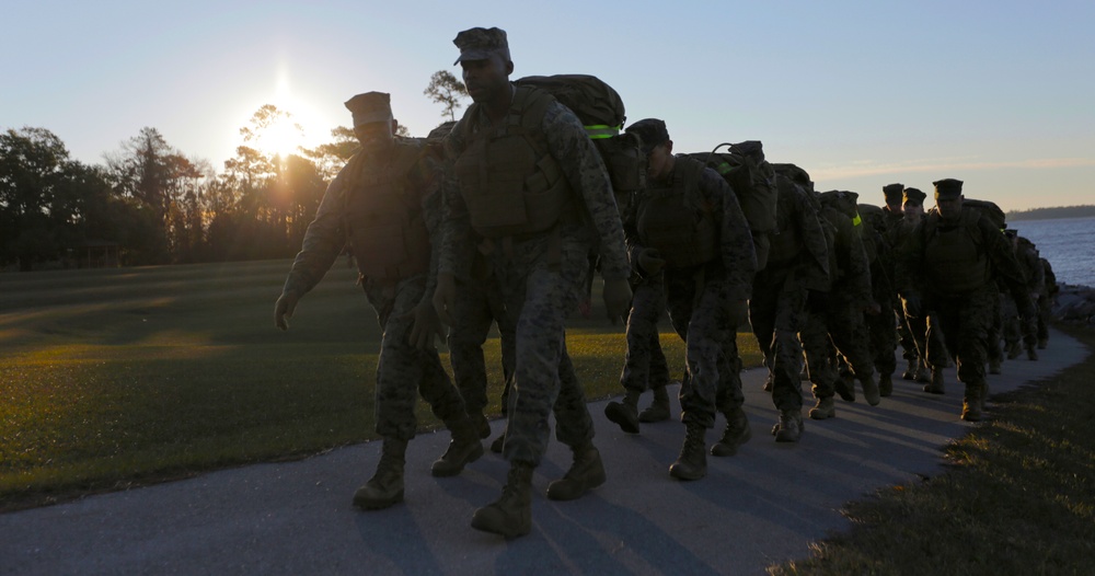 Marines Hike at Dawn