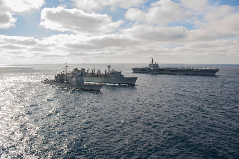 GHWB is underway conducting a Composite Training Unit Exercise (COMPTUEX) with the George H.W. Bush Carrier Strike Group in preparation for an upcoming deployment.