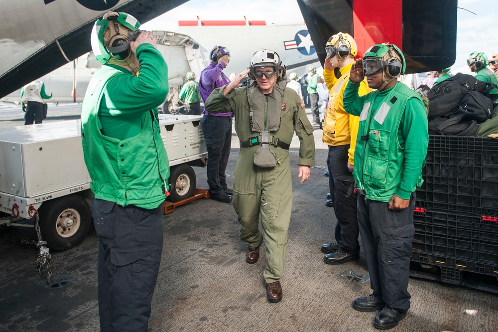 GHWB is underway conducting a Composite Training Unit Exercise (COMPTUEX) with the George H.W. Bush Carrier Strike Group in preparation for an upcoming deployment.