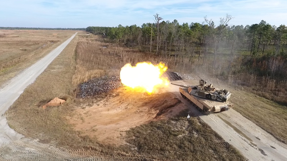 M1A2 Abrams Main Battle Tank Firing