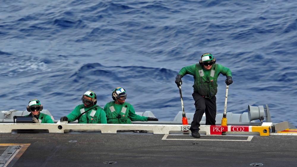 GHWB is underway conducting a Composite Training Unit Exercise (COMPTUEX) with the George H.W. Bush Carrier Strike Group in preparation for an upcoming deployment.