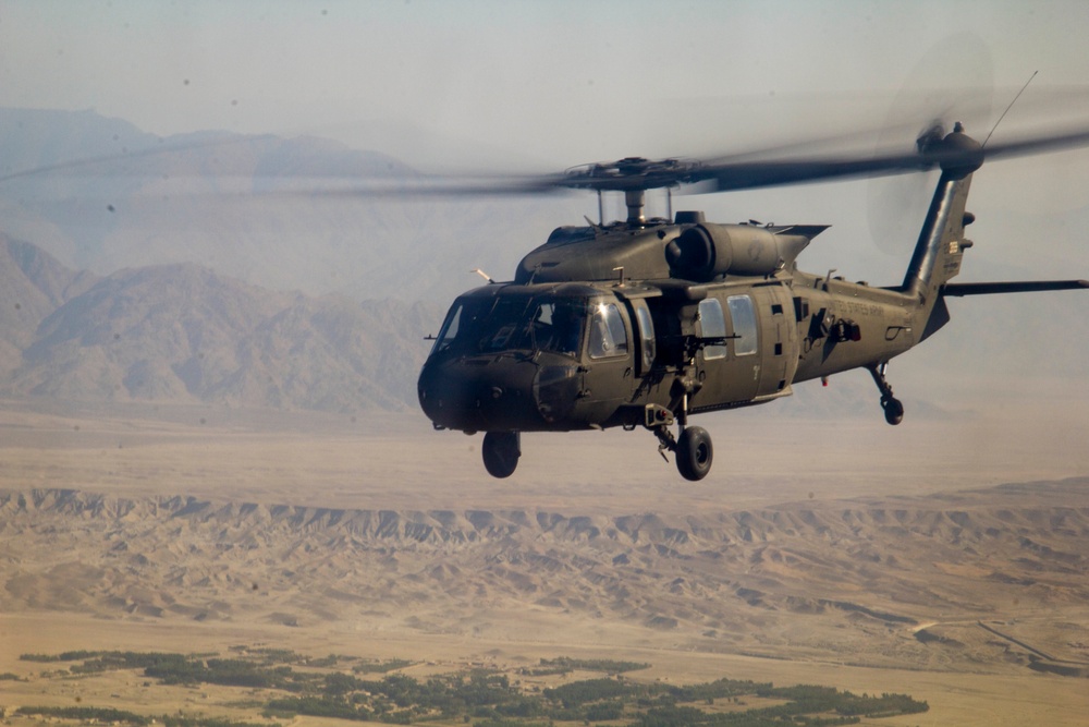 In flight in Afghanistan