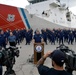 Vice Admiral Karl L. Schultz speaks at a press event in Port Everglades with Commodore Craig Baines and Capt. Scott Clendenin