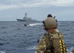 USS Sampson works with USCG LEDET
