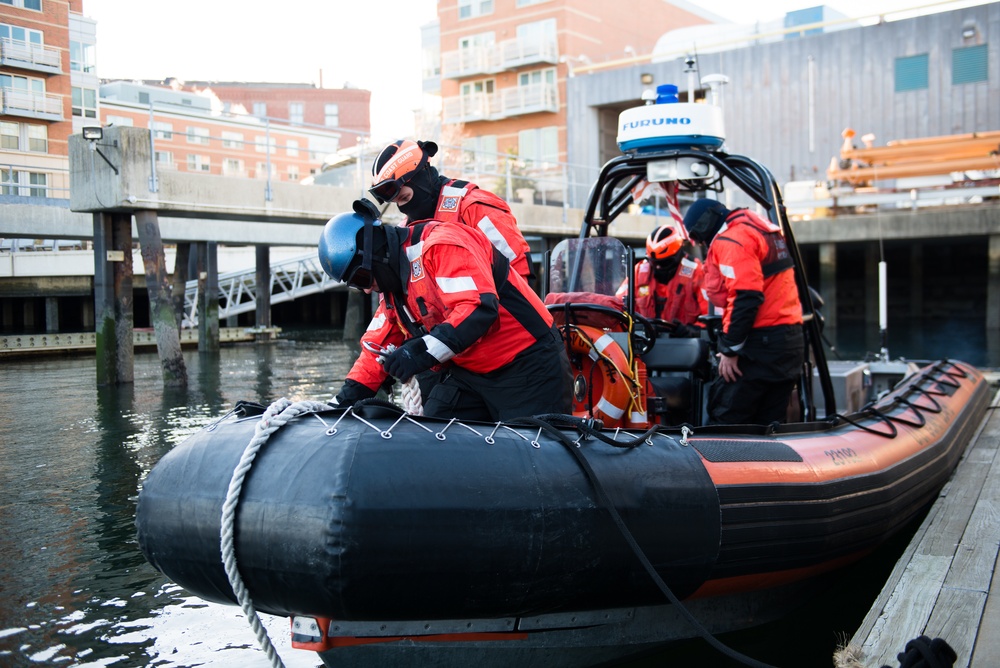 Coast Guard Cutter Spencer crew prepares to get underway in bitter cold