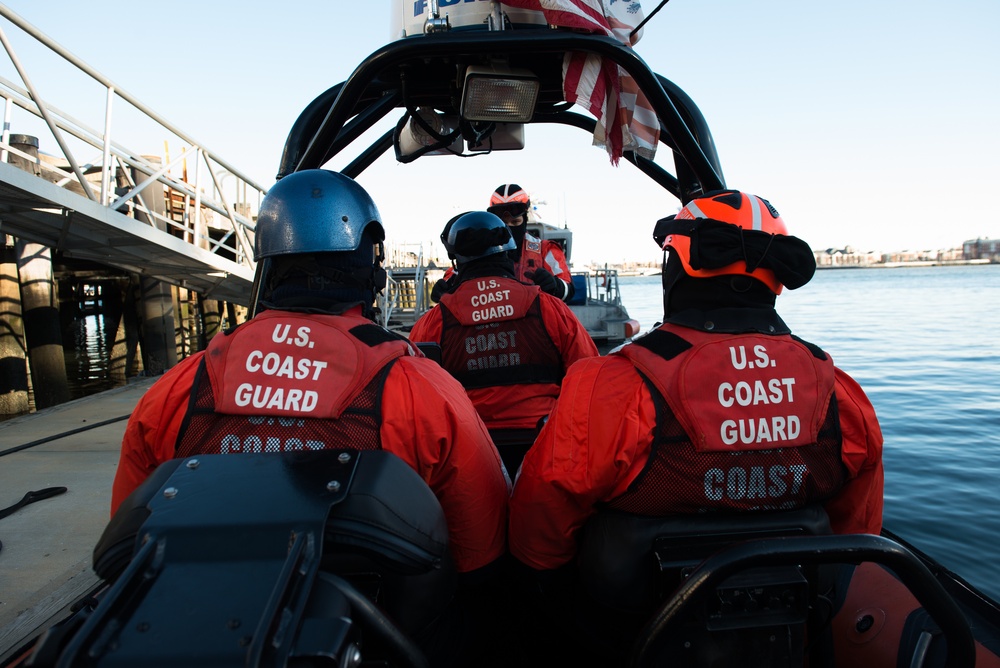 Coast Guard Cutter Spencer crew prepares to get underway in bitter cold