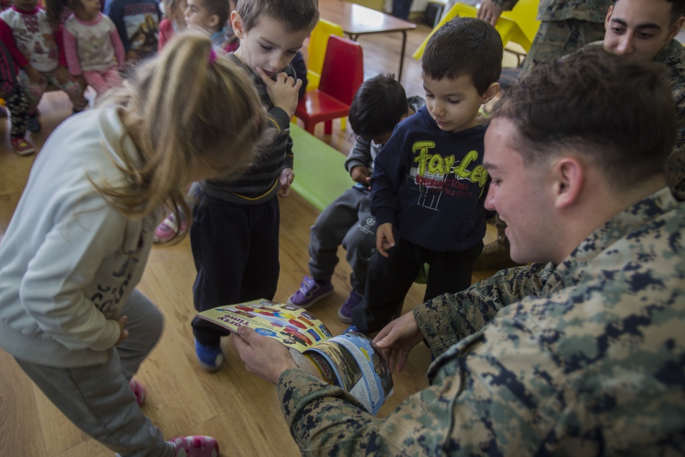 U.S. Marines enjoy time with Bulgarian school children