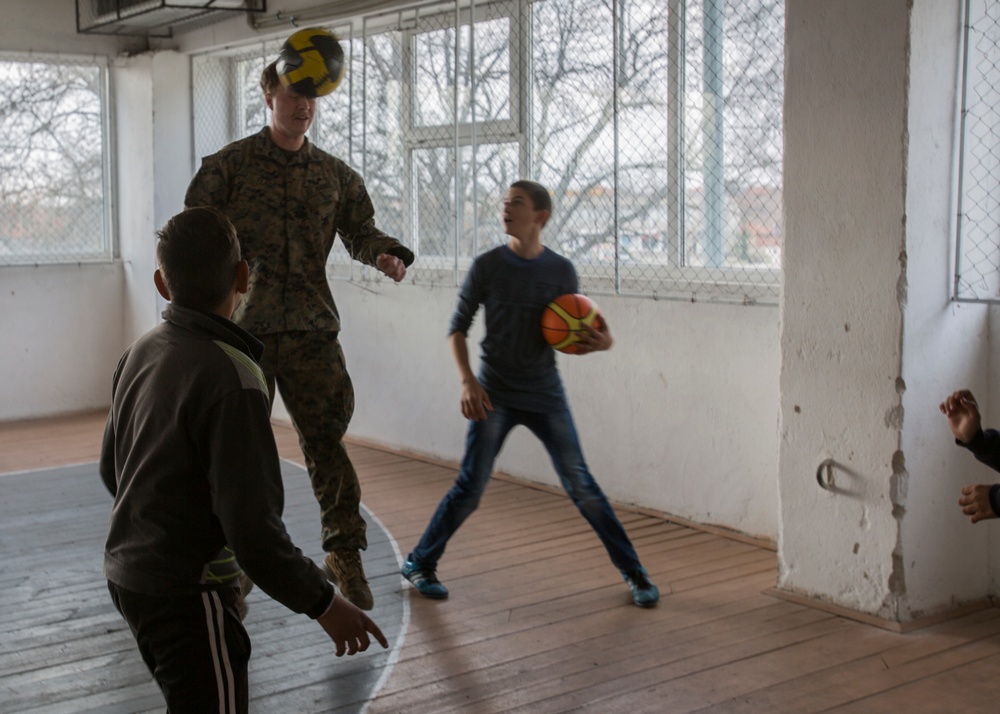 U.S. Marines enjoy time with Bulgarian school children