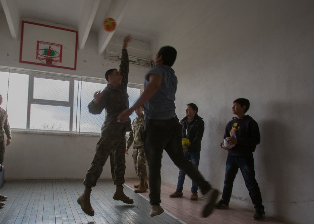 U.S. Marines enjoy time with Bulgarian school children