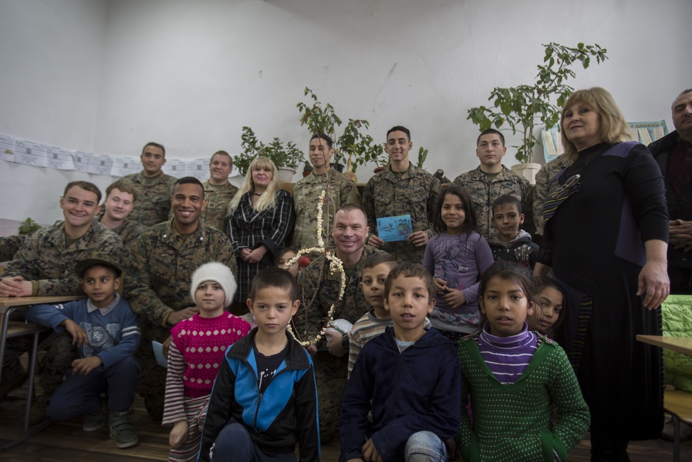 U.S. Marines enjoy time with Bulgarian school children