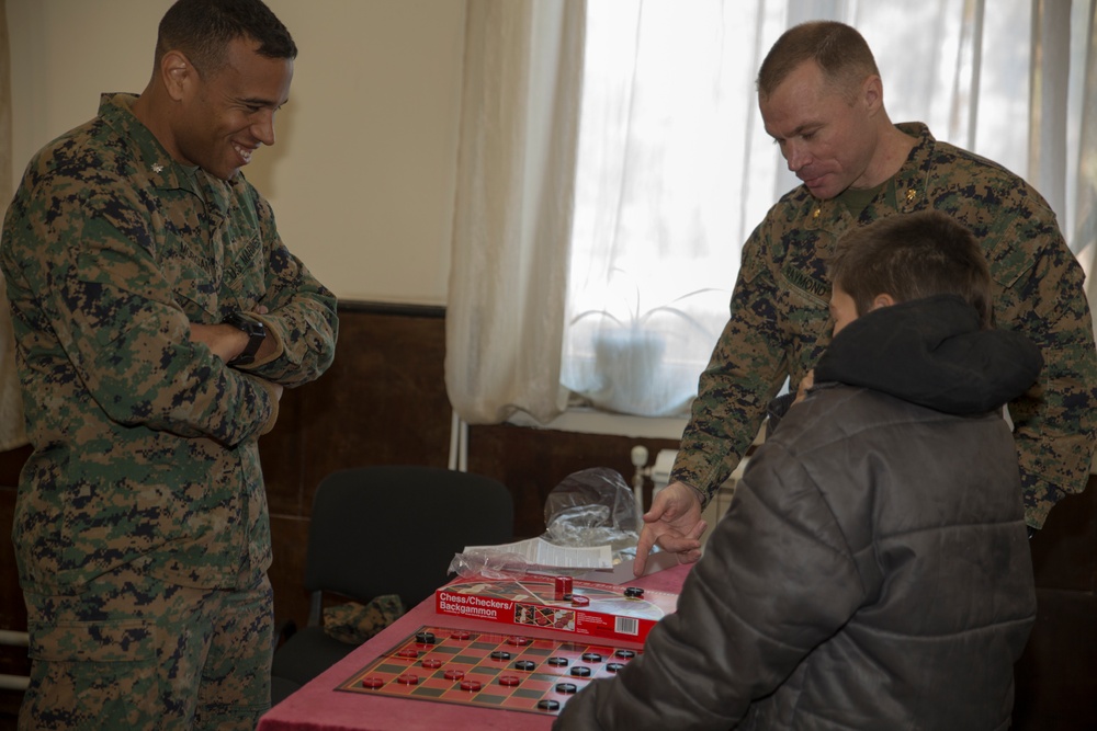 U.S. Marines enjoy time with Bulgarian school children