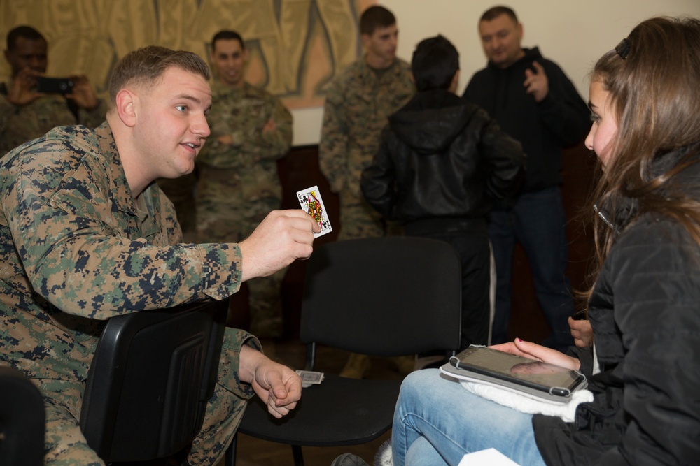 U.S. Marines enjoy time with Bulgarian school children