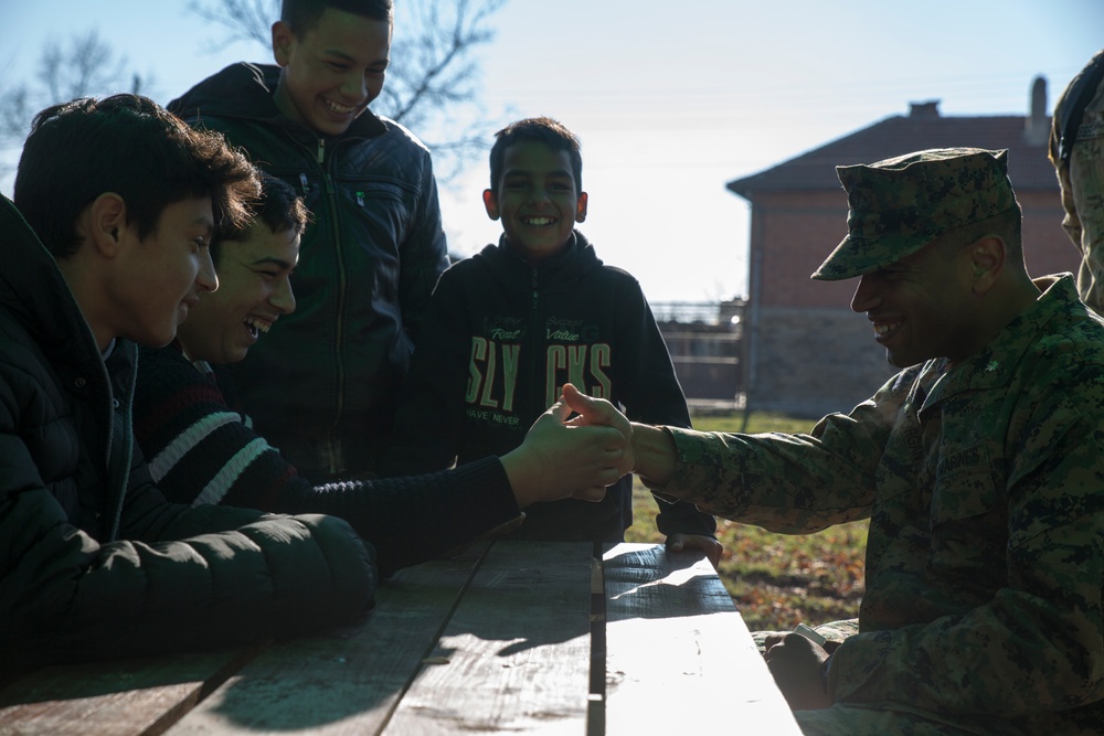 U.S. Marines enjoy time with Bulgarian school children